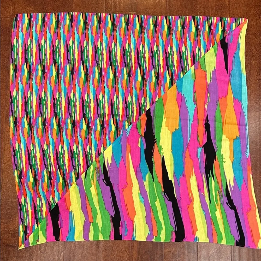 Echo Vibrant Multicolor Abstract Scarf Made With Two Types Of Fabric, Super Fun